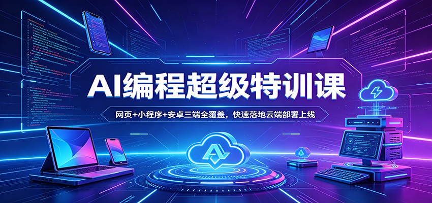 AI编程超级特训课：网页+小程序+安卓三端全覆盖，快速落地云端部署上线-源创文化-无心创作
