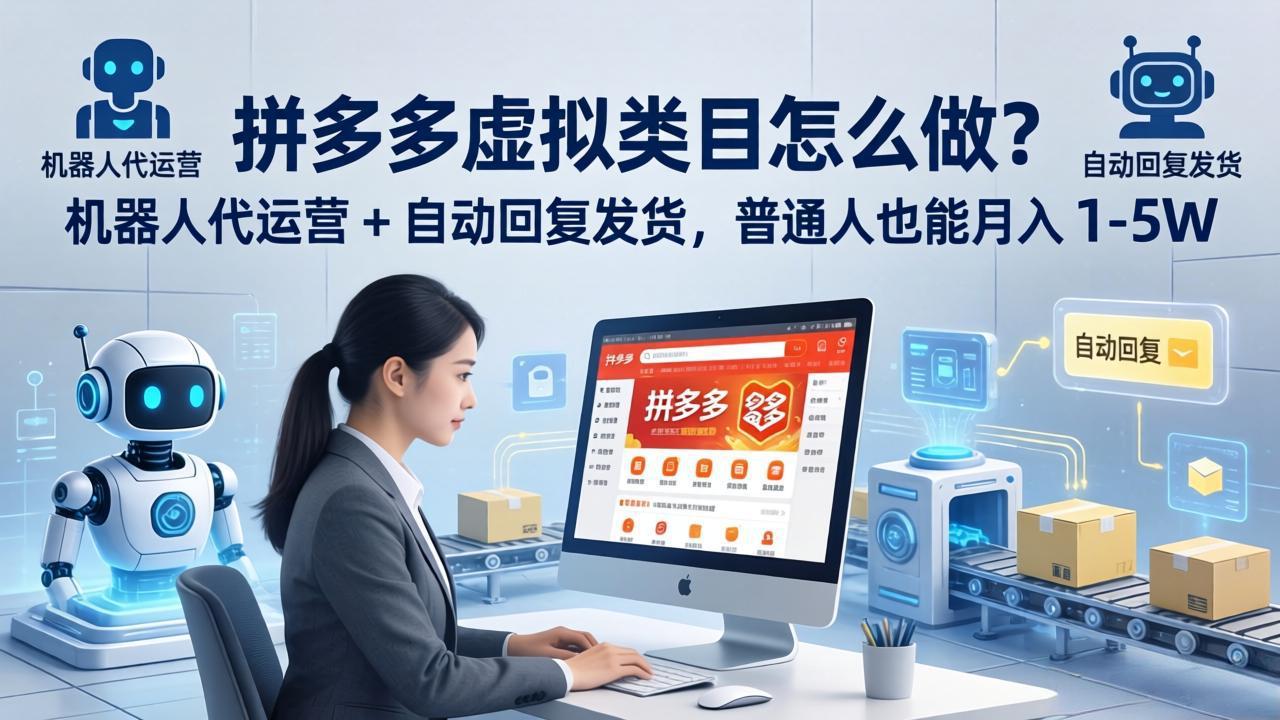 拼多多虚拟类目怎么做？机器人代运营 + 自动回复发货，普通人也能月入 1-5W-源创文化-无心创作