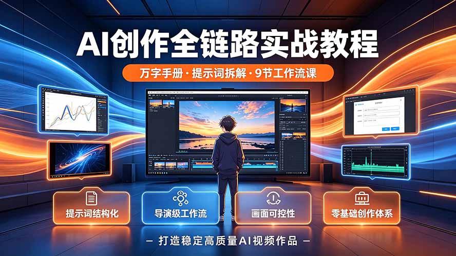 AI创作全链路实战教程｜万字手册·提示词拆解·9节工作流课，打造稳定高质量AI视频作品-源创文化-无心创作