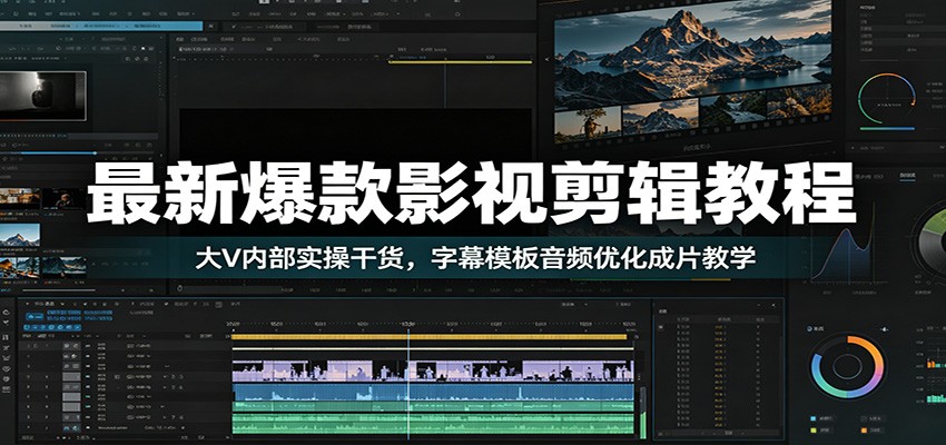 最新爆款影视剪辑教程：大V内部实操干货，字幕模板音频优化成片教学-源创文化-无心创作