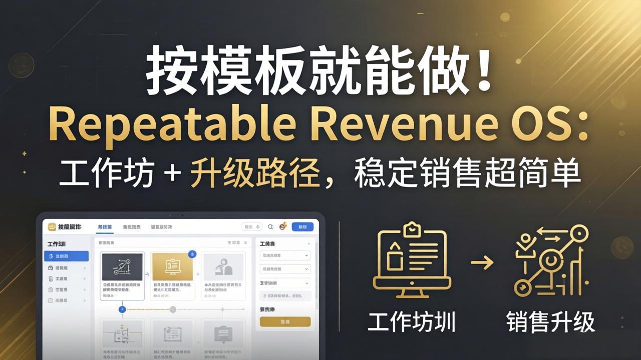 按模板就能做！Repeatable Revenue OS：工作坊 + 升级路径，稳定销售超简单-源创文化-无心创作