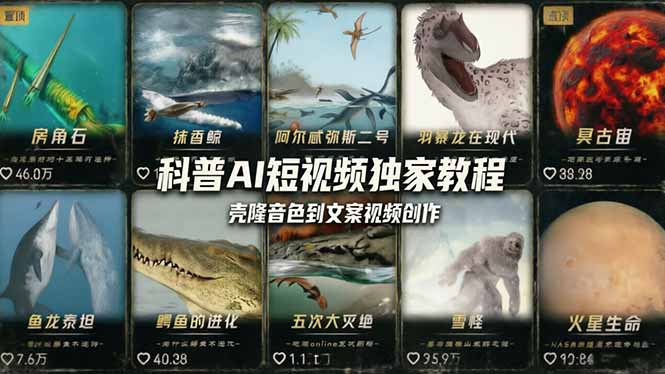 科普造物主AI短视频独家教程：从软件安装、壳隆音色到文案视频创作，零基础快速做爆款-源创文化-无心创作