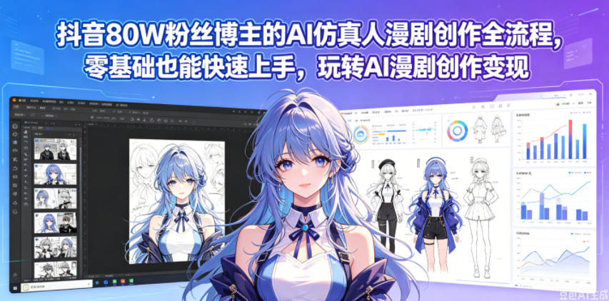 抖音80W粉丝博主的AI仿真人漫剧创作全流程，零基础也能快速上手，玩转AI漫剧创作变现-源创文化-无心创作