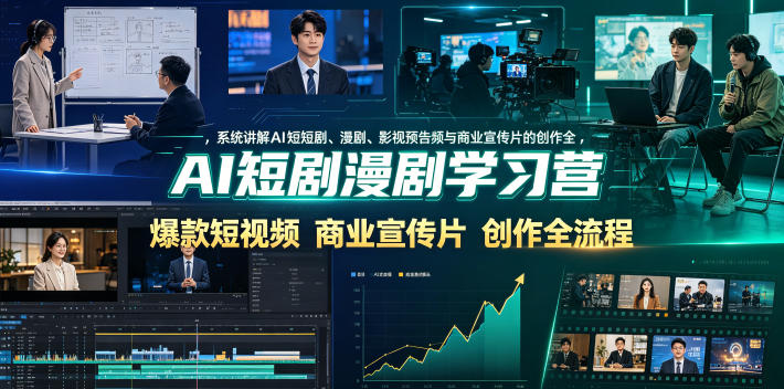 AI短剧漫剧学习营，系统讲解AI短剧、漫剧、影视预告片、爆款短视频与商业宣传片的创作全流程-源创文化-无心创作
