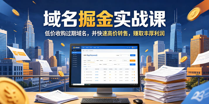 域名交易掘金实战课，低价收购过期域名，并快速高价转售，賺取丰厚利润【原创双语字幕】-源创文化-无心创作