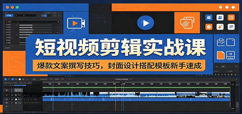 短视频剪辑实战课：爆款文案撰写技巧，封面设计搭配模板新手速成-源创文化-无心创作
