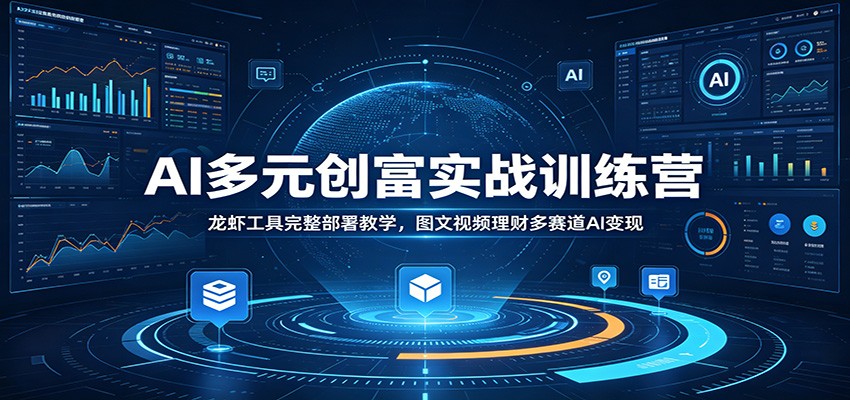 AI多元创富实战训练营：龙虾工具完整部署教学，图文视频理财多赛道AI变现-源创文化-无心创作