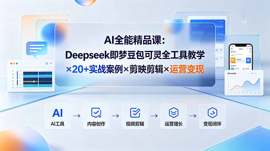 AI全能精品课：Deepseek即梦豆包可灵全工具教学×20+实战案例×剪映剪辑×运营变现-源创文化-无心创作