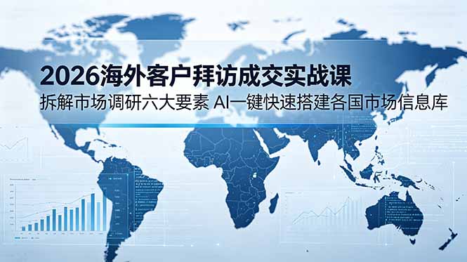 2026海外客户拜访成交实战课：拆解市场调研六大要素，AI一键快速搭建各国市场信息库-源创文化-无心创作