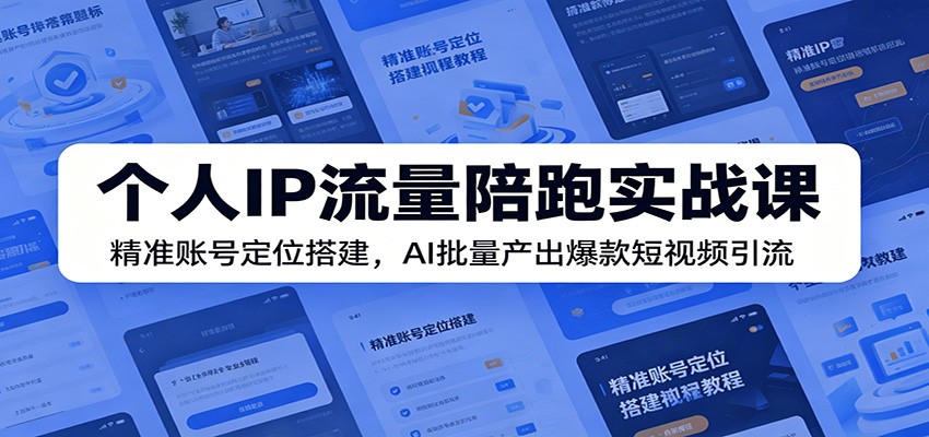 个人IP流量陪跑实战课：精准账号定位搭建，AI批量产出爆款短视频引流-源创文化-无心创作