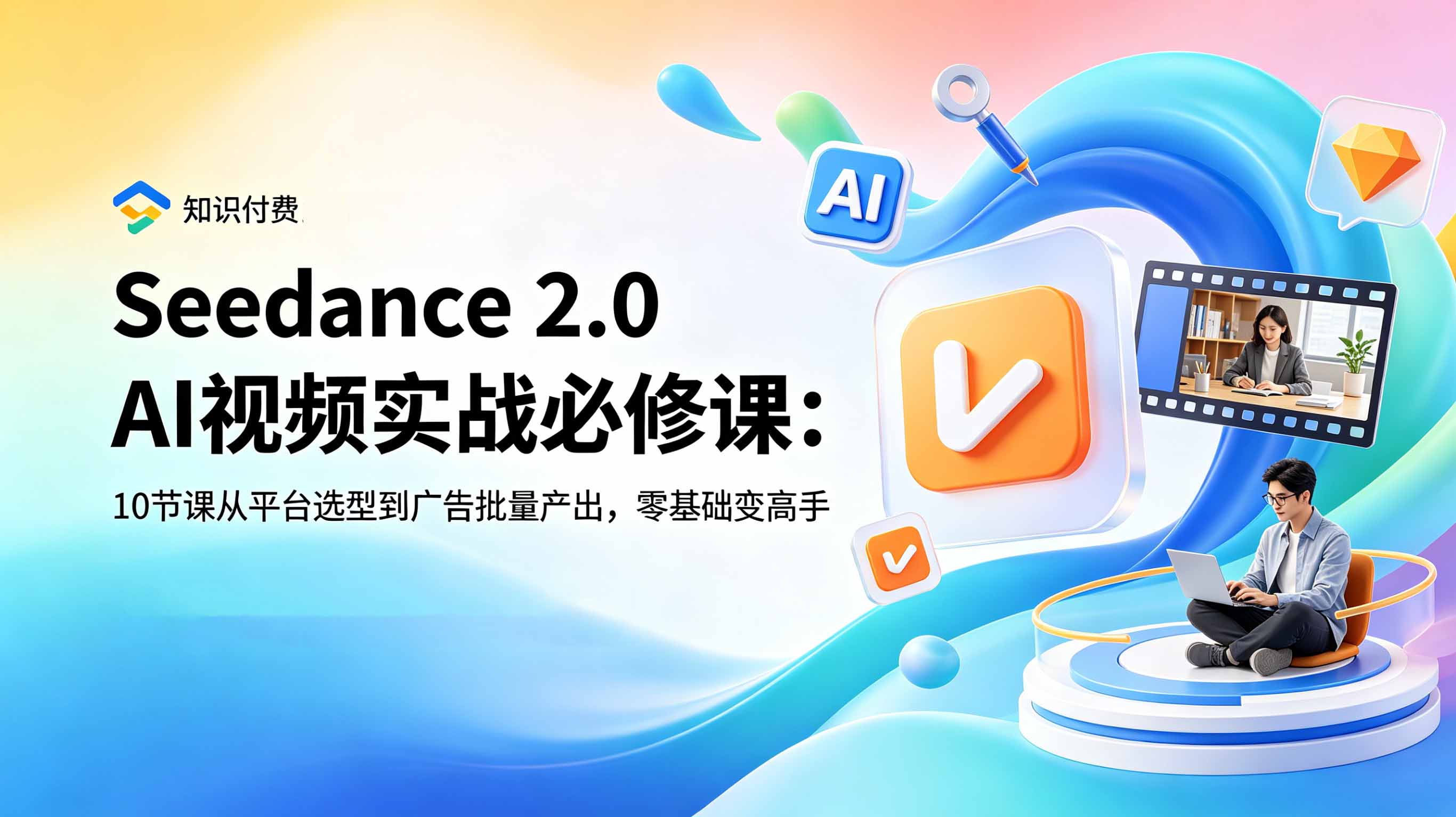 Seedance 2.0 AI视频实战必修课：10节课从平台选型到广告批量产出，零基础变高手-源创文化-无心创作