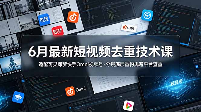 6月最新短视频去重技术课，适配可灵即梦快手Omni视频号，分镜底层重构规避平台查重-源创文化-无心创作