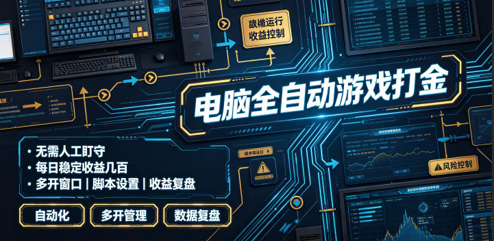 电脑全自动游戏打金，无需人工盯守，每日稳定收益几百！【揭秘】-源创文化-无心创作