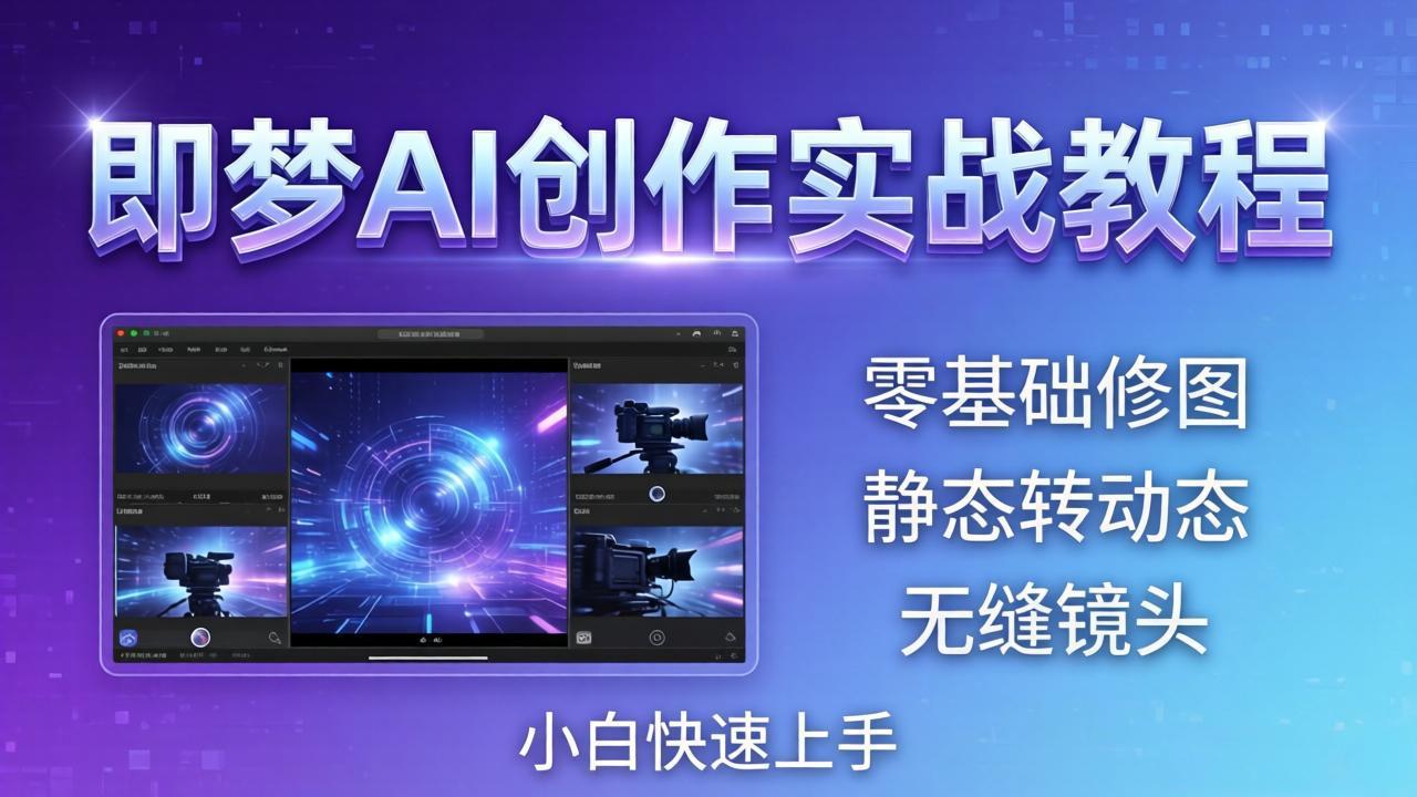 即梦AI创作实战教程，从零基础修图到AI导演，实战教学静态转动态+无缝镜头，小白快速上手-源创文化-无心创作
