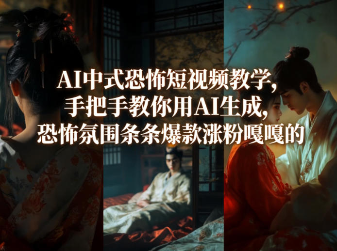 AI中式恐怖短视频教学，手把手教你用AI生成，恐怖氛围条条爆款涨粉嘎嘎的-源创文化-无心创作