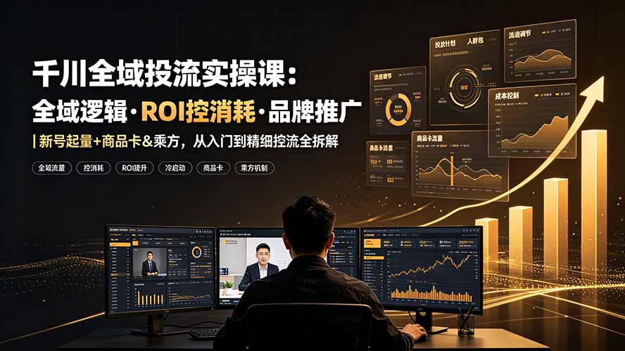 千川全域投流实操课：全域逻辑·ROI控消耗·品牌推广｜新号起量+商品卡&乘方，从入门到精细控流全拆解-源创文化-无心创作
