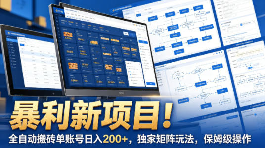 暴利新项目！全自动搬砖单账号日入200+，独家矩阵玩法，保姆级操作【揭秘】-源创文化-无心创作