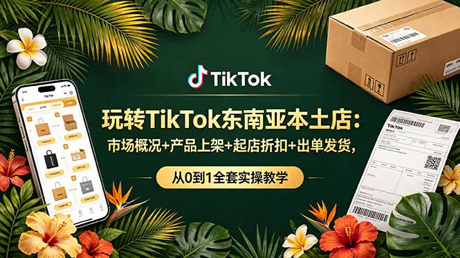 玩转TikTok东南亚本土店：市场概况+产品上架+起店折扣+出单发货，从0到1全套实操教学-源创文化-无心创作