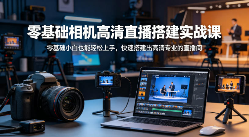 零基础相机高清直播间搭建实战课，小白也能轻松上手，快速搭建出高清专业的直播间-源创文化-无心创作
