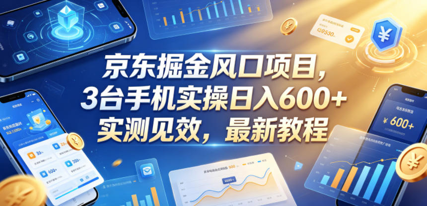 京东掘金风口项目，3台手机实操日入600+，实测见效，最新教程【揭秘】-源创文化-无心创作