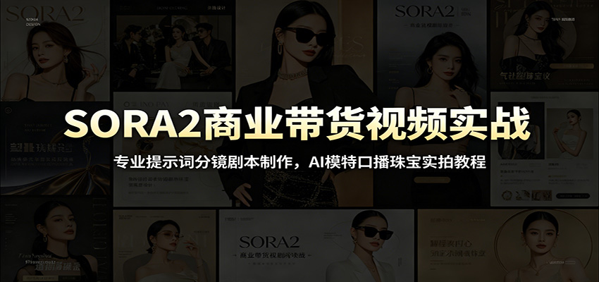 SORA2商业带货视频实战：专业提示词分镜剧本制作，AI模特口播珠宝实拍教程-源创文化-无心创作