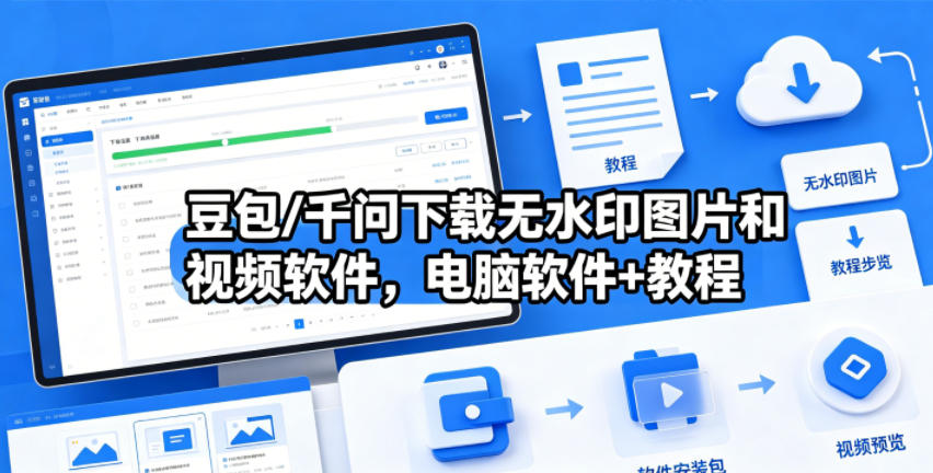 豆包/千问下载无水印图片和视频软件,电脑软件+教程-源创文化-无心创作