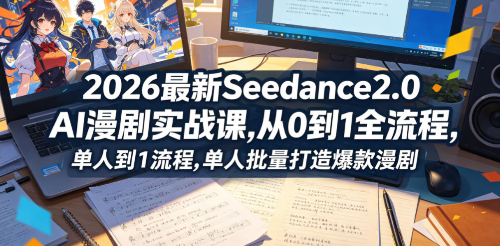 2026最新Seedance2.0 AI漫剧实战课,，从0到1全流程，单人批量打造爆款漫剧-源创文化-无心创作