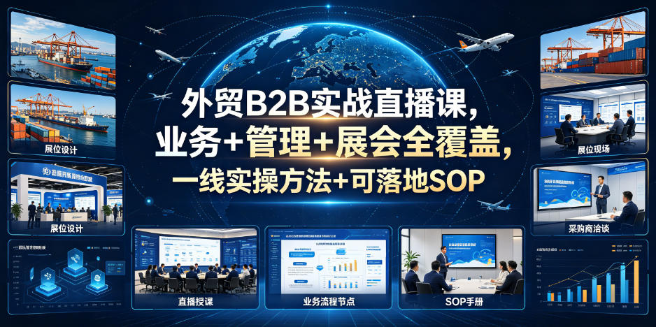 外贸B2B实战直播课，业务+管理+展会全覆盖，一线实操方法+可落地SOP-源创文化-无心创作