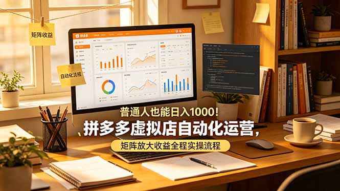 普通人也能日入 1000！拼多多虚拟店自动化运营，矩阵放大收益全程实操流程-源创文化-无心创作