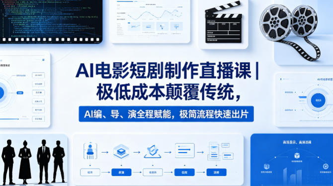 AI电影短剧制作直播课｜极低成本颠覆传统，AI编、导、演全程赋能，极简流程快速出片-源创文化-无心创作