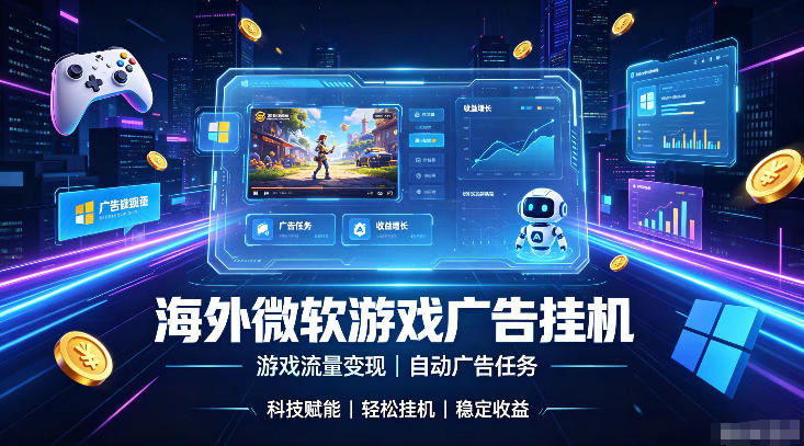 海外游戏广告自动挂G,轻资产海外副业风口,单设备稳定产出500+【揭秘】-源创文化-无心创作