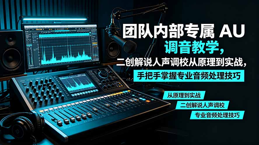 某大佬团队内部专属 AU 调音教学，二创解说人声调校从原理到实战，手把手掌握专业音频处理技巧-源创文化-无心创作