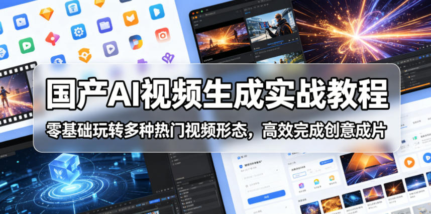 国产AI视频生成实战教程，零基础玩转多种热门视频形态，高效完成创意成片-源创文化-无心创作