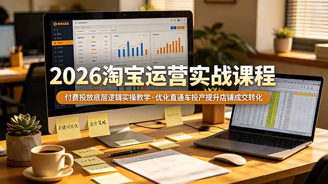 2026 淘宝运营实战课程，付费投放底层逻辑实操教学，优化直通车投产提升店铺成交转化-源创文化-无心创作