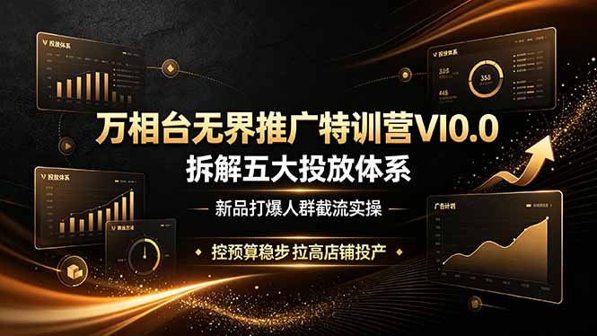 万相台无界推广特训营VI0.0，拆解五大投放体系，新品打爆人群截流实操，控预算稳步拉高店铺投产-源创文化-无心创作