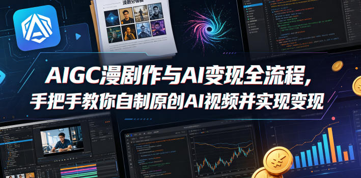 AIGC漫剧创作与AI变现全流程，手把手教你自制原创AI视频并实现变现-源创文化-无心创作