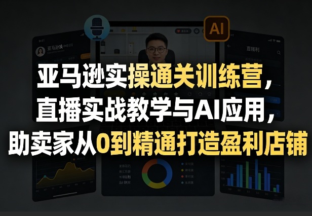 亚马逊实操通关训练营，直播实战教学与AI应用，助卖家从0到精通打造盈利店铺(更新4月17日)-源创文化-无心创作