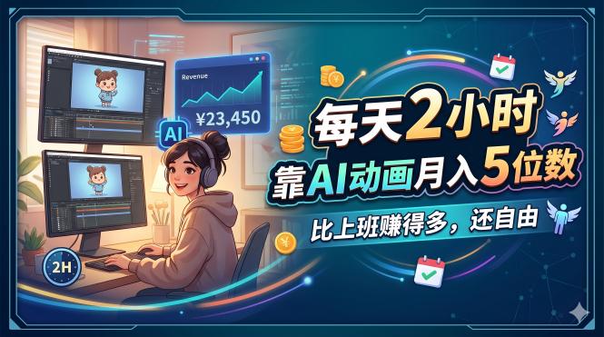 每天 2 小时，靠 AI 动画月入 5 位数，比上班赚得多，还自由-源创文化-无心创作