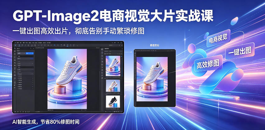 GPT-Image2电商视觉大片实战课，一键出图高效出片，彻底告别手动繁琐修图-源创文化-无心创作