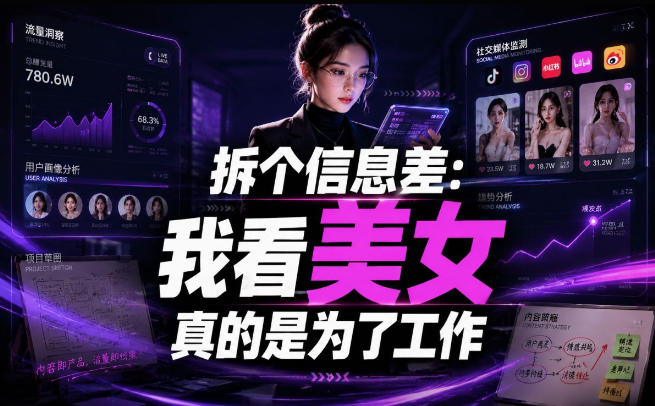 【理直气壮】我给看美女找了一个非常恰当的理由，信息差项目-源创文化-无心创作