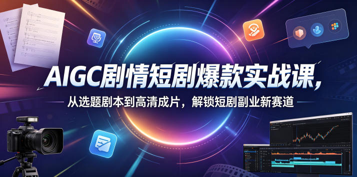 AIGC剧情短剧爆款实战课，从选题剧本到高清成片，解锁短剧副业新赛道-源创文化-无心创作