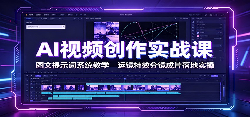 AI视频创作实战课:图文提示词系统教学,运镜特效分镜成片落地实操-源创文化-无心创作