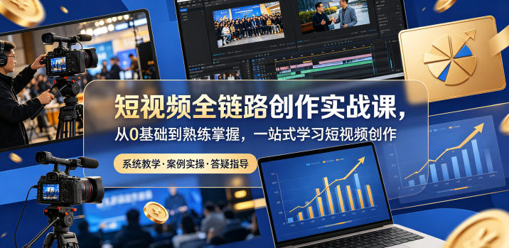 短视频全链路创作实战课，从0基础到熟练掌握，一站式学习短视频创作-源创文化-无心创作