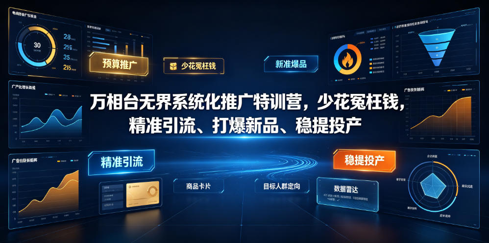 万相台无界系统化推广特训营VI0.0，少花冤枉钱，精准引流、打爆新品、稳提投产(全程录音+字幕)-源创文化-无心创作