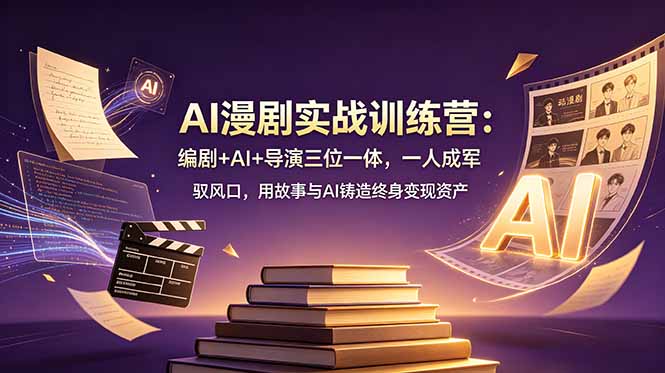 AI漫剧实战训练营：编剧+AI+导演三位一体，一人成军 驭风口，用故事与AI铸造终身变现资产-源创文化-无心创作