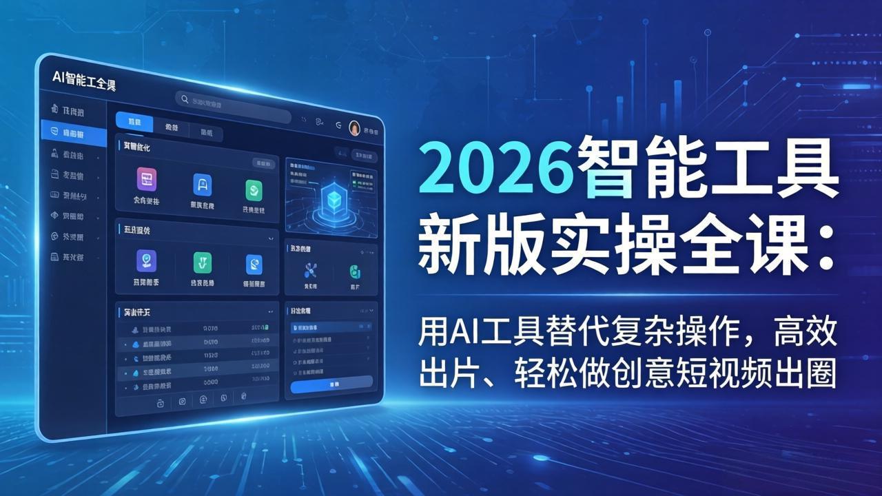 2026智能工具新版实操全课：用AI工具替代复杂操作，高效出片、轻松做创意短视频出圈-源创文化-无心创作