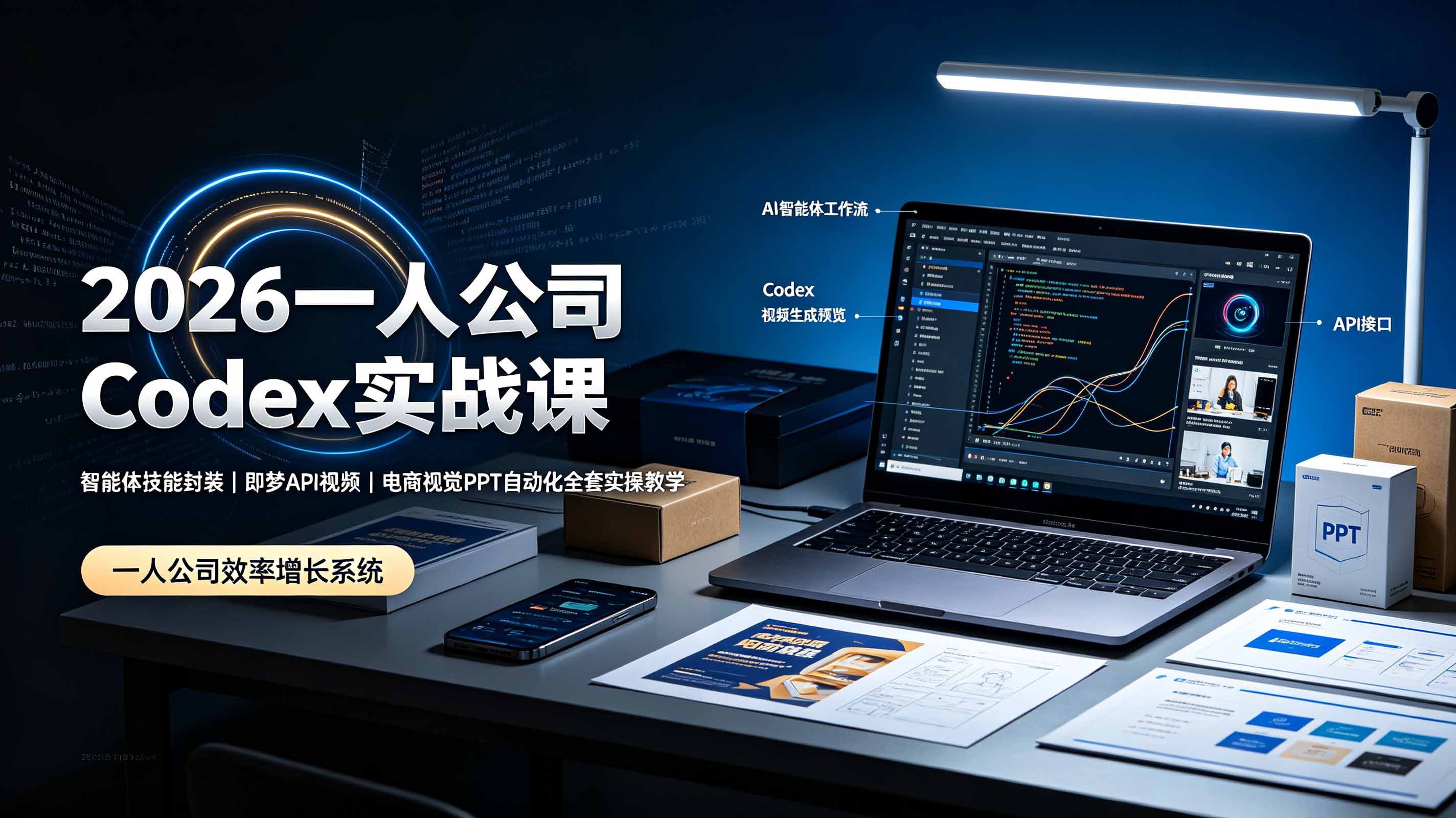 2026一人公司Codex实战课◆智能体技能封装|即梦API视频|电商视觉PPT自动化全套实操教学-源创文化-无心创作