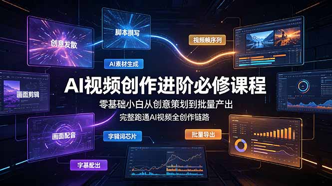 AI视频创作进阶必修课程：零基础小白从创意策划到批量产出，完整跑通AI视频全创作链路-源创文化-无心创作