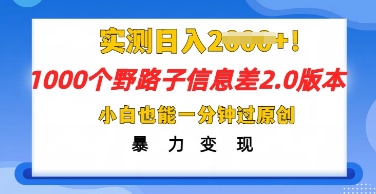 2025抖音1000个野路子信息差最新玩法，一分钟过原创，暴力变现月入几k-源创文化-无心创作