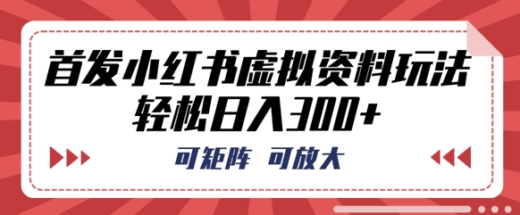 首发小红书虚拟资料玩法，可矩阵，可放大，轻松日入3张-源创文化-无心创作